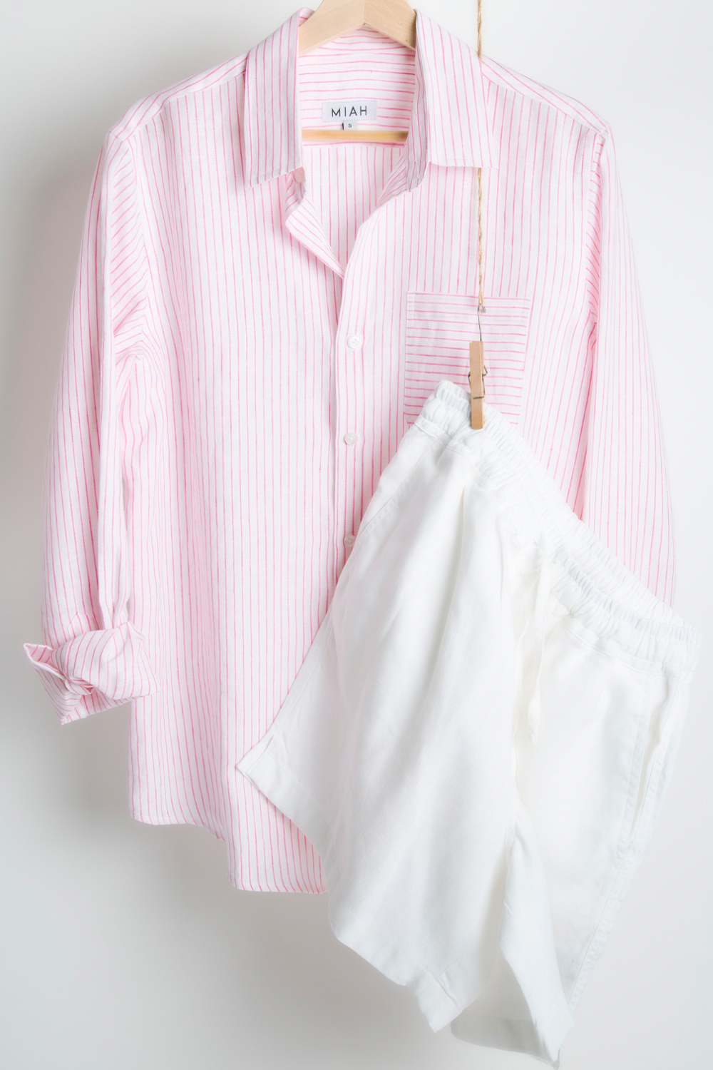 THE LINEN SHIRT - Pink Stripe