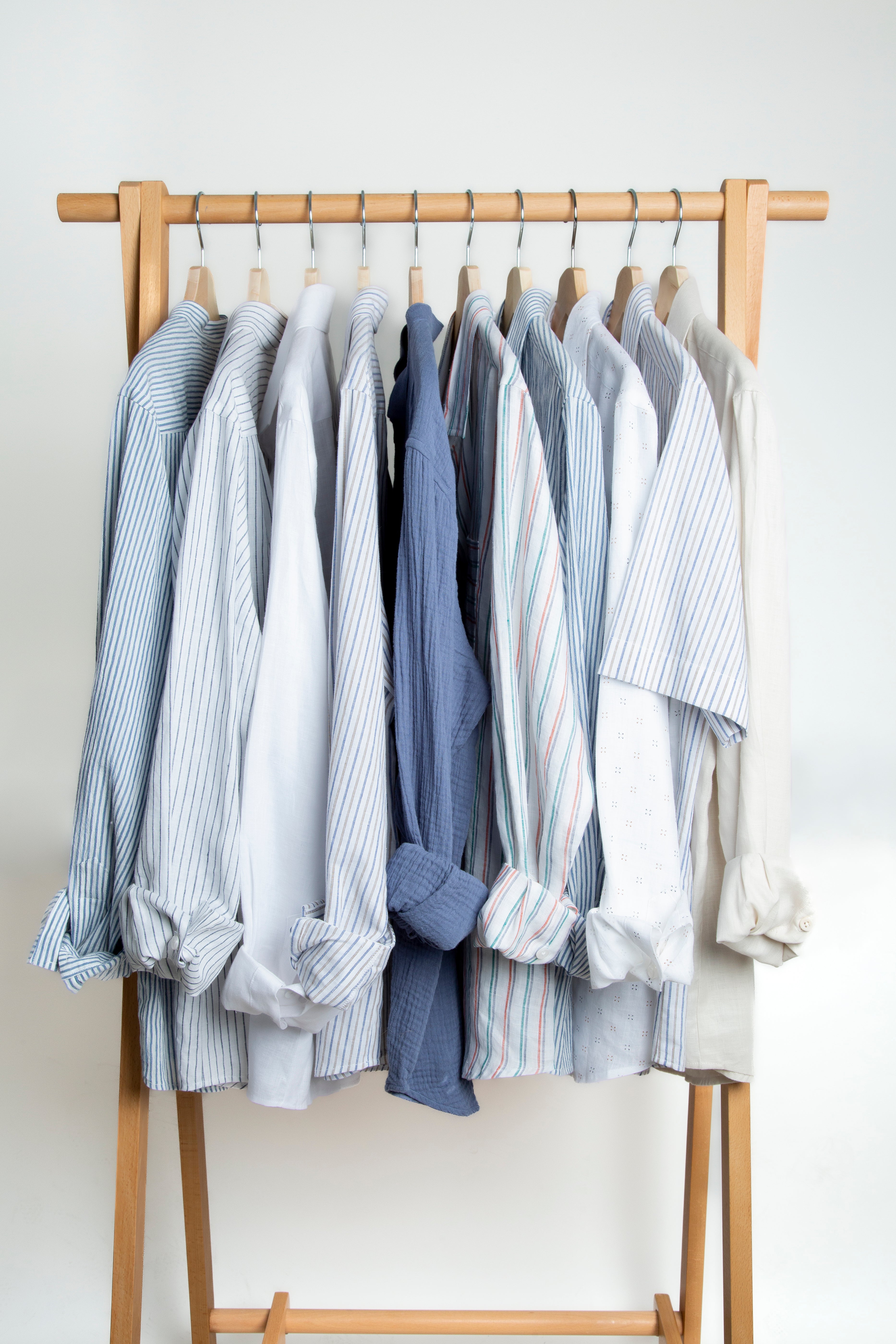 Linen Shirt - Navy & White Stripe