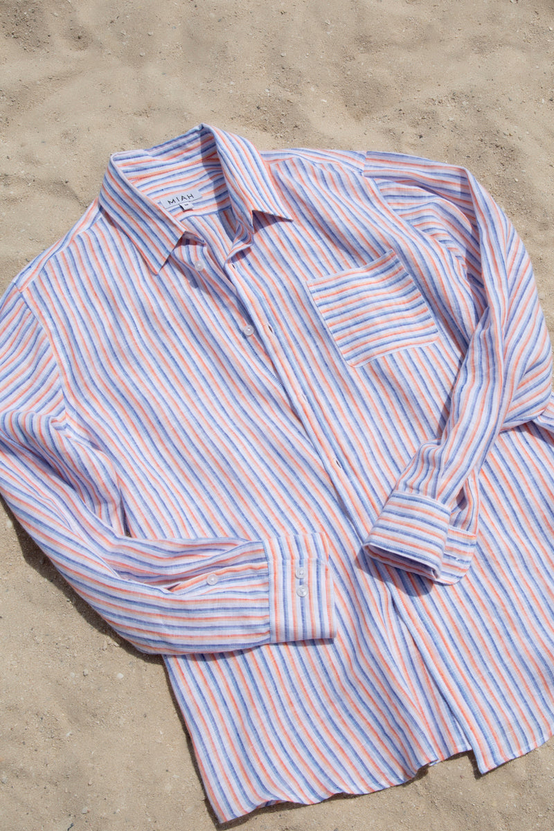 Linen Shirt - Rainbow Stripe