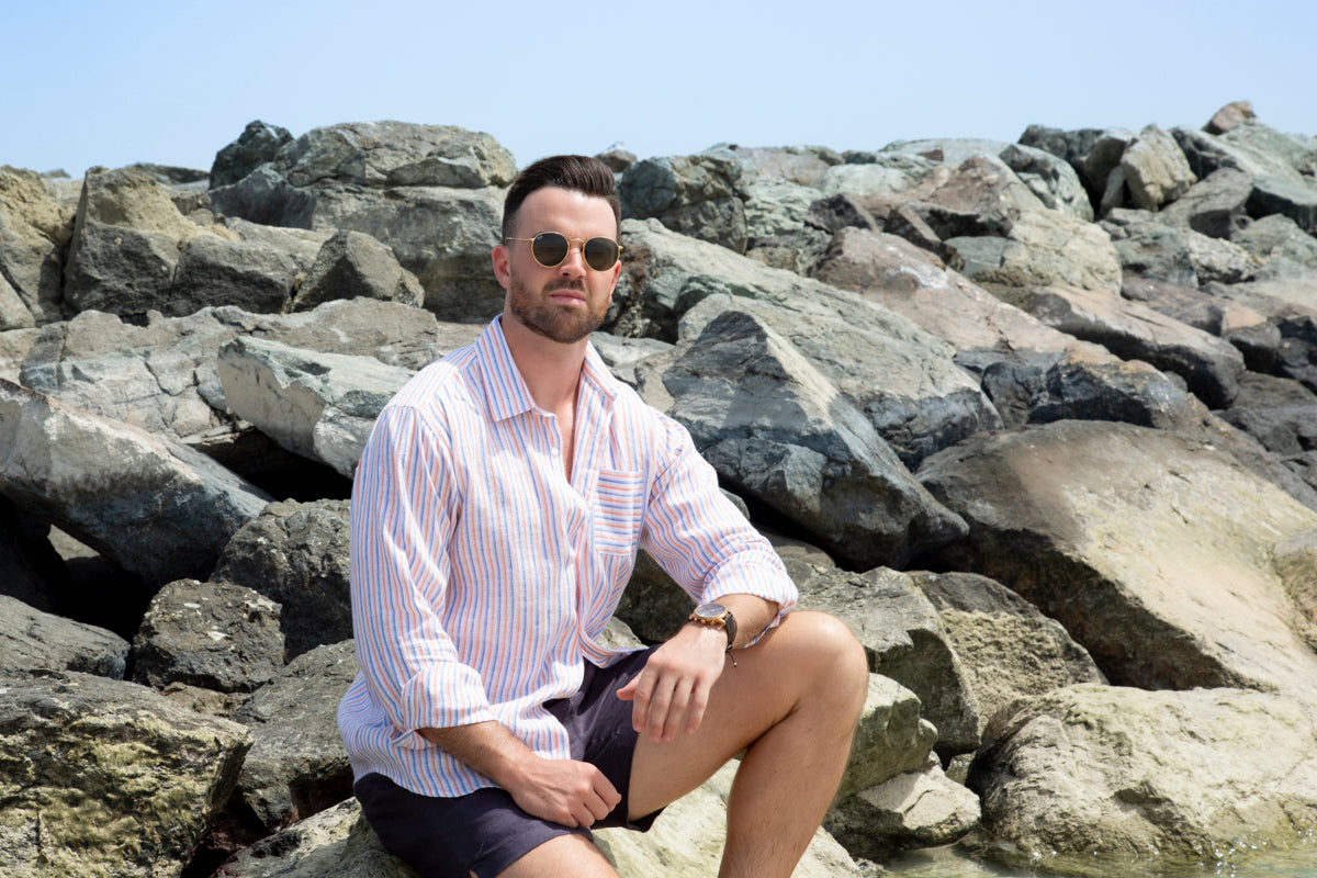 Linen Shirt - Rainbow Stripe