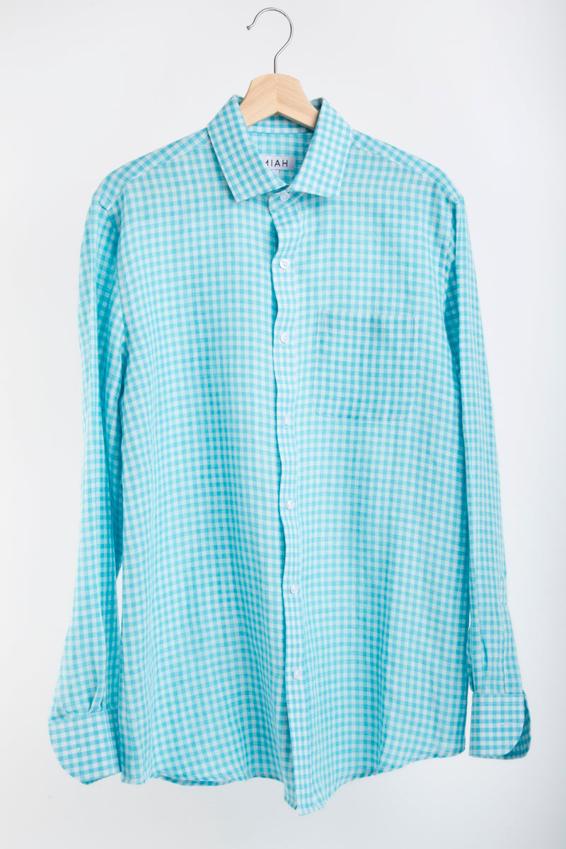 THE LINEN SHIRT - Blue Check