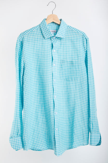 THE LINEN SHIRT - Blue Check