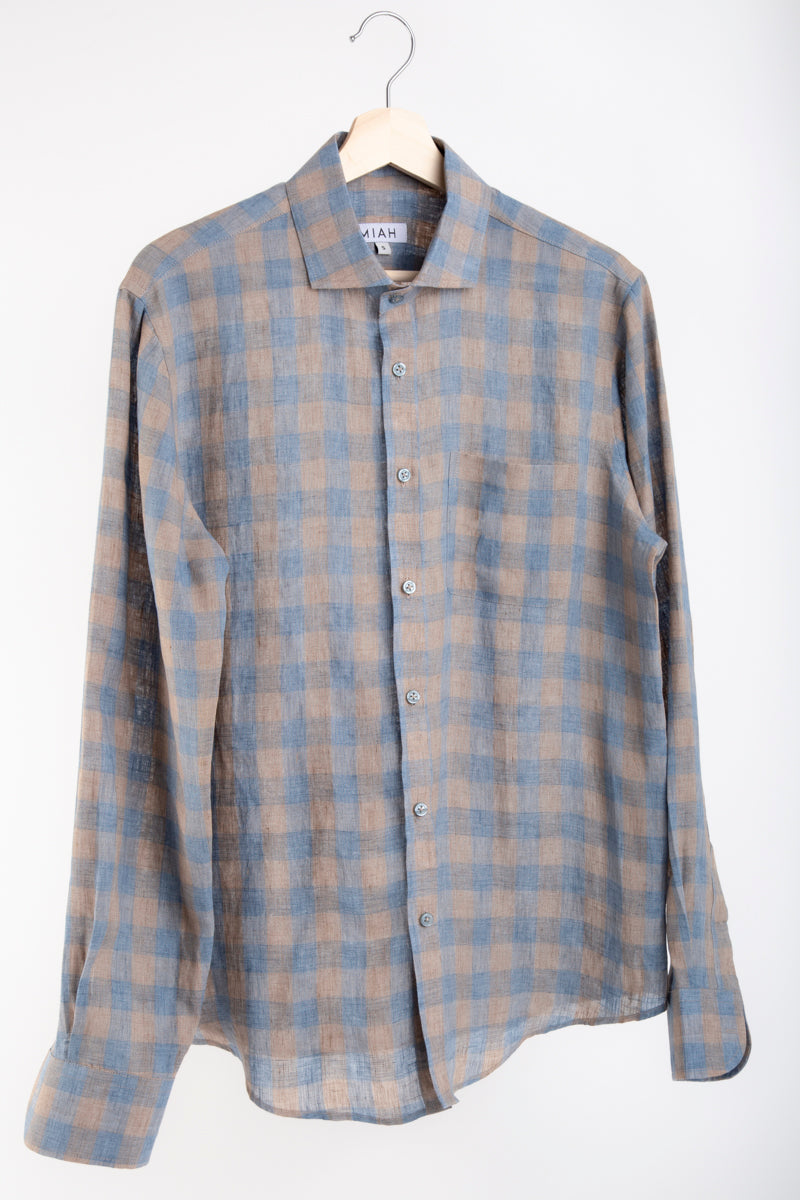 THE LINEN SHIRT - Beige Check