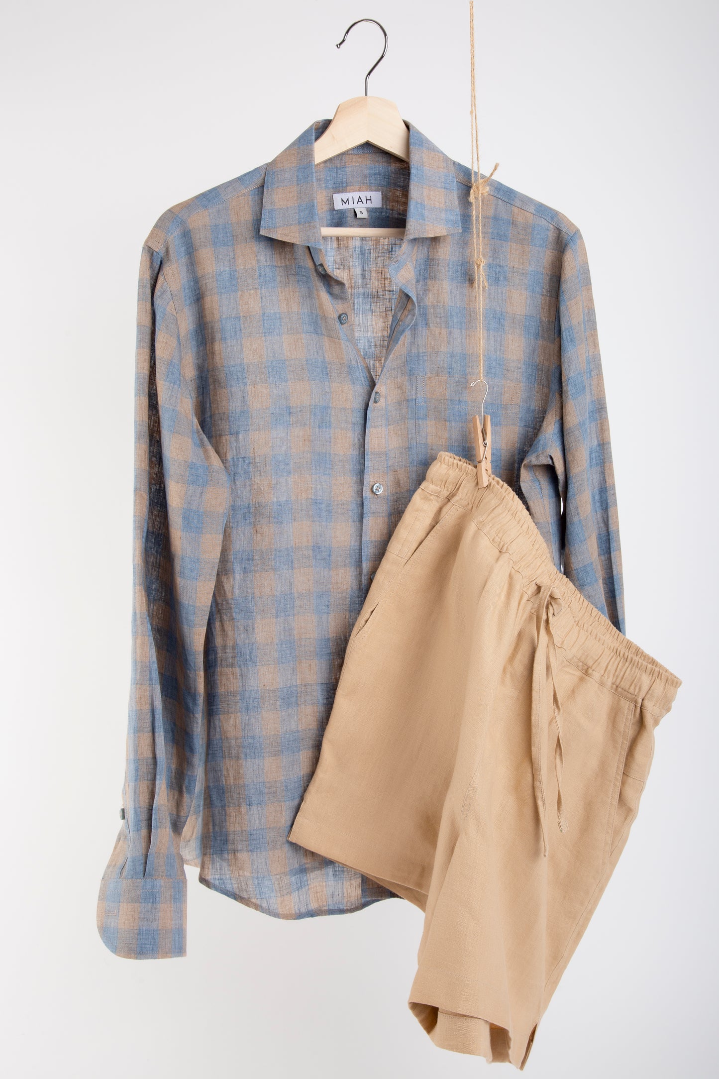 THE LINEN SHIRT - Beige Check