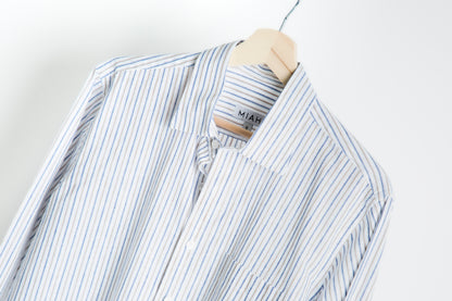 THE LINEN SHIRT - Blue Beige Stripe