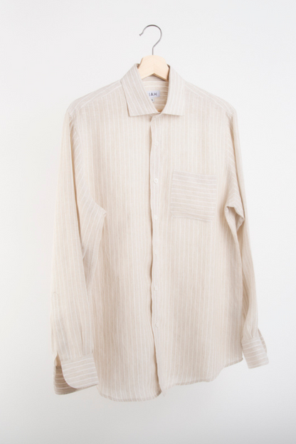 THE LINEN SHIRT - Beige Stripe