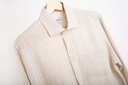 THE LINEN SHIRT - Beige Stripe