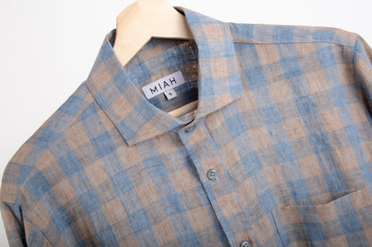 THE LINEN SHIRT - Beige Check